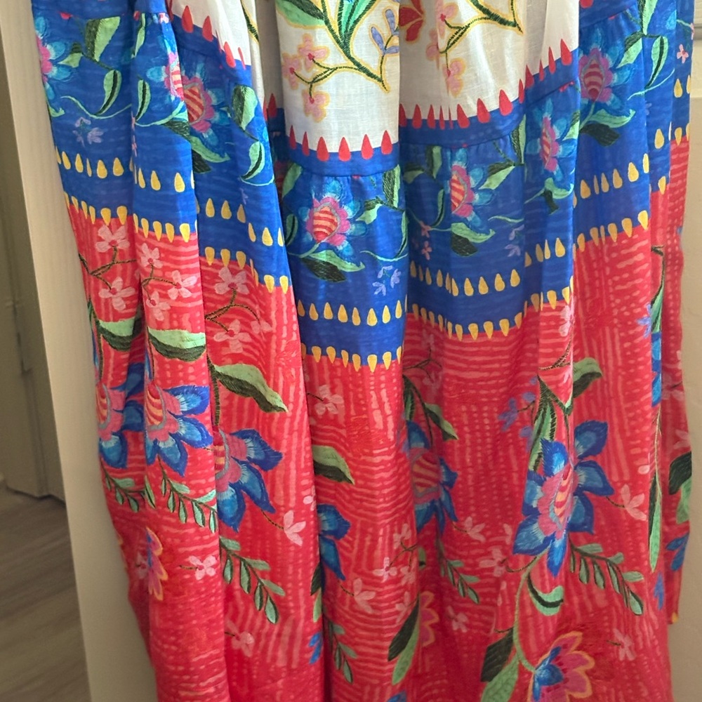 Johnny Was Multicolor Floral V-Neck Maxi Dress in Red, White, Blue, Yellow - Picture 6 of 11